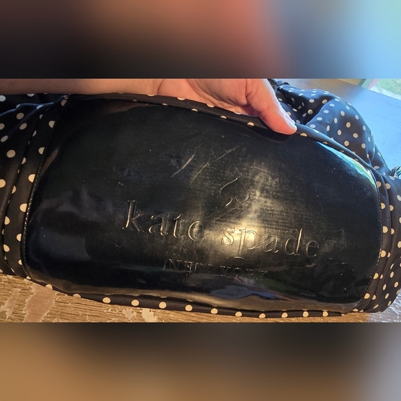 Kate Spade Stevie Baby Bag Large Black & White Polka Dot Nylon Diaper Bag Purse - Picture 10 of 14